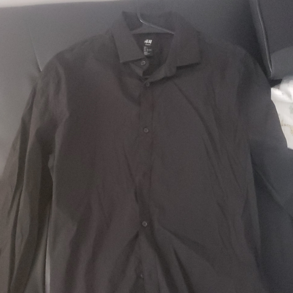 Mens black button T-shirt